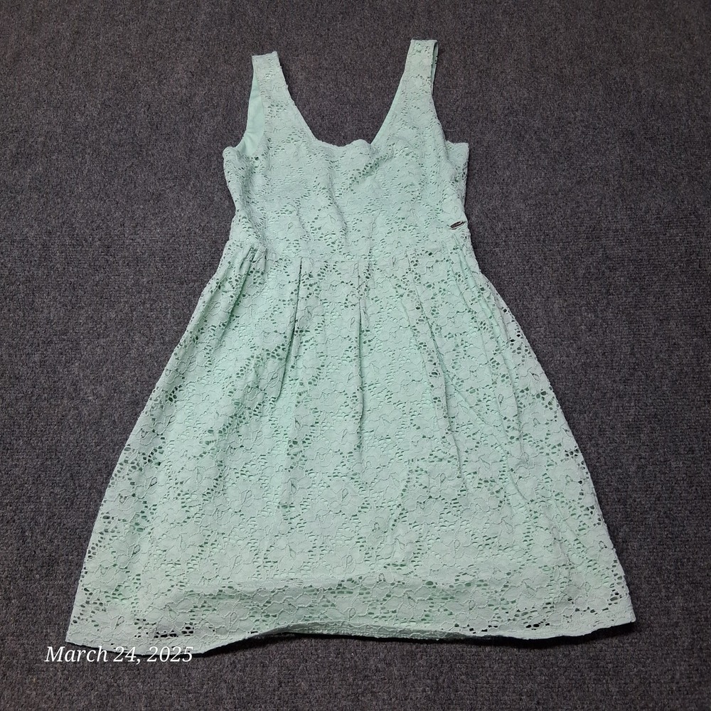 Guess Dress Women Size XS Floral Lace Mint‎ Green Mini Button Back